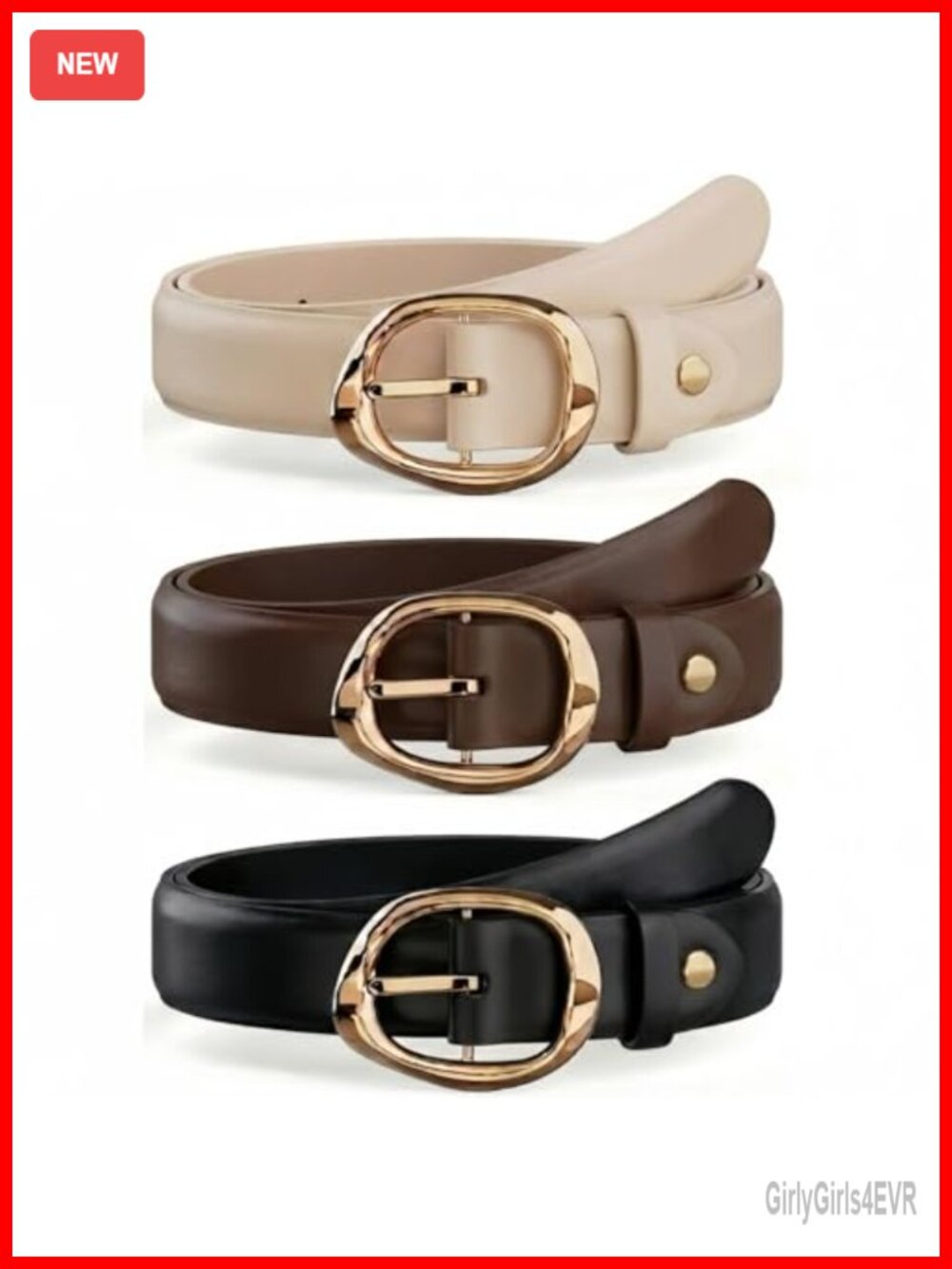 Genuine Leather Belt 3 Pack 1.1 Inch 12-Hole Gold Buckle DIY Trim